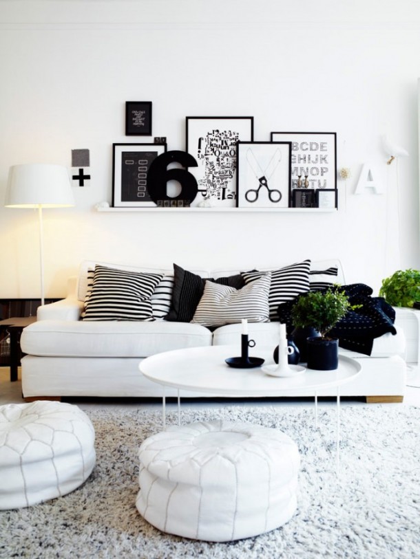 10 Black And White Living Room Shelving 665x887  Black & White Interiors  Pict  14