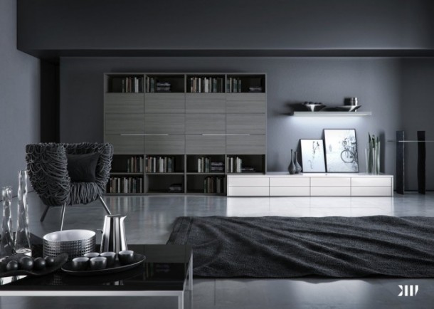 12 Black And White Grey Living Room 665x474  Black & White Interiors  Pict  4