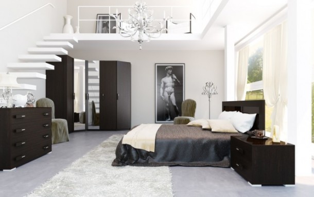 4 Black And White Brown Bedroom Mezzanine 665x419  Black & White Interiors  Picture  16