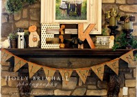 50 Awesome Halloween Decorating Ideas Stone Fireplace with Brown Flag