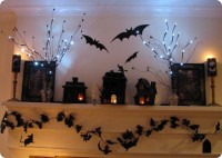 50 Awesome Halloween Decorating Ideas Fireplace With Dark Bats