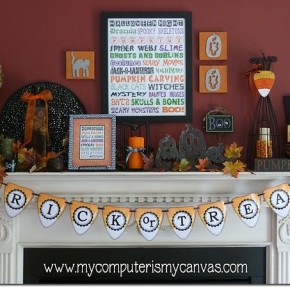 50 Awesome Halloween Decorating Ideas Fireplace Frame Pumpkins Flag