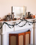 50 Awesome Halloween Decorating Ideas White Fireplace with Ribbon