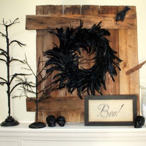 50 Awesome Halloween Decorating Ideas Fireplace Twig Black Fur