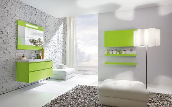 Amazing Bathroom Ideas Green Cabinet Bright Lighting