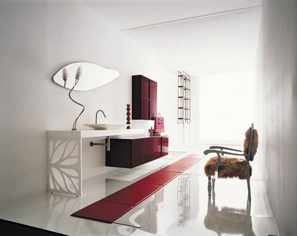 Amazing Bathroom Ideas White And Red Elegant Chair