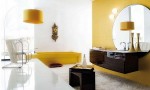 Amazing Bathroom Ideas Yellow And Brown Cabinet