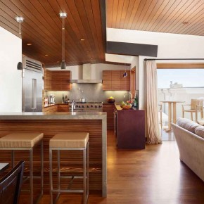 Careful Space Planning Tropical House Bar With a Kitchen View