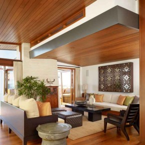 Careful Space Planning Tropical House Living Room View