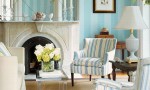 Design Interior French Country Bright Blue Striped And Blue Striped Chair