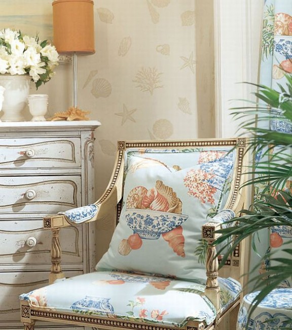 Design Interior French Country Floral Combination Chair And Wall