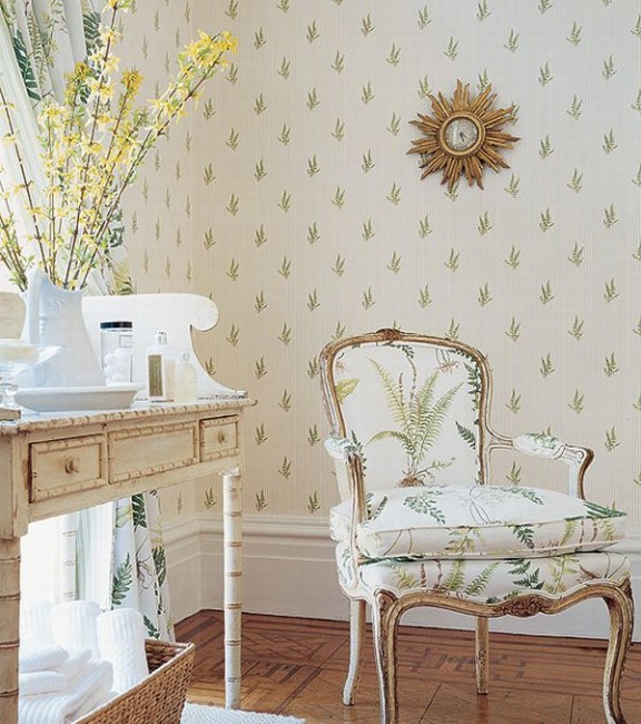 Design Interior French Country White Wall Retro Floral Chair
