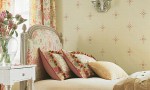 Design Interior French Country Retro White Wall And Floral Beds