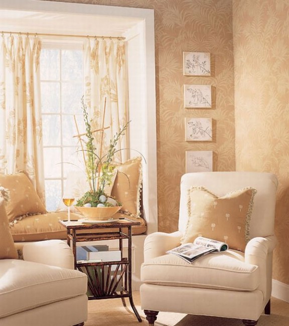 Design Interior French Country Brown Retro Floral White Combination Double Pillow