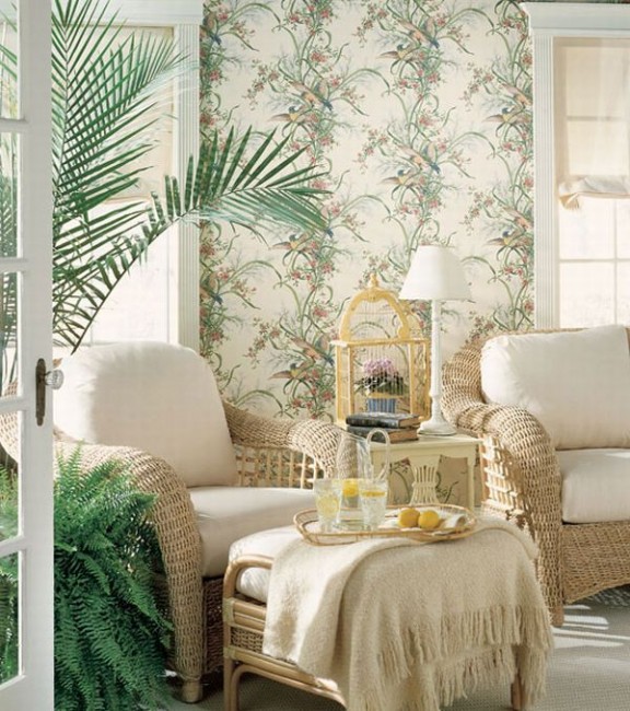 Design Interior French Country Grey Retro Floral White Combination Two Sofa