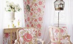 Design Interior French Country Pink Floral Wall Decor and Pink Floral Chair