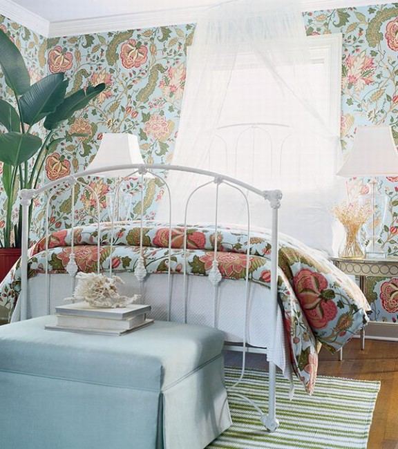 Design Interior French Country Bright White Floral Combination