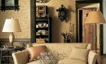 Design Interior French Country Elegant Brown Sofa Retro Wall