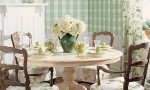 Design Interior French Country Striped Green Wall and Table Porcelain