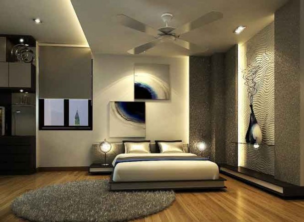 Plasterboard with Backlight Luxury Decoration Wood Floor - Amazing Colorful Bedrooms