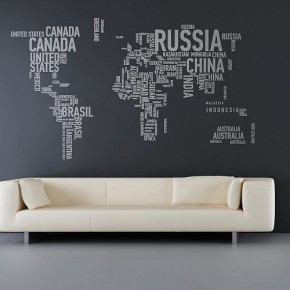 The Best Inspiration Wall Stickers Grey World Map Livingroom