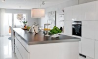 The Best Modern Apartment White Kitchen in Dining Room View