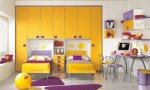 Warm Children Room Ideas Purple and Orange White Wall