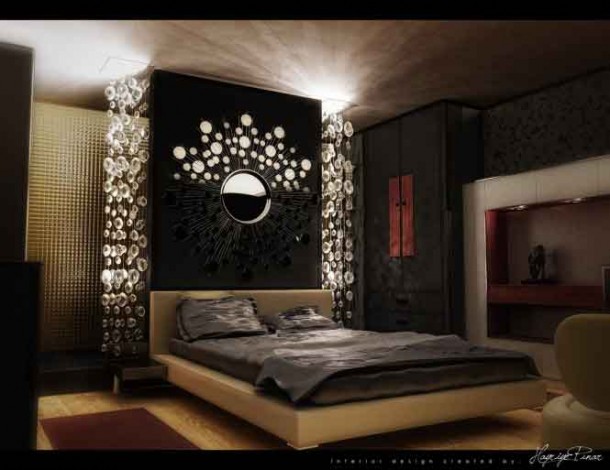 Warm Lighting Decor with brown Wall Decal - Amazing Colorful Bedrooms