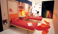 Warm Orange Teen Rooms with Small Space