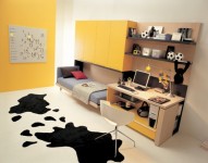 Yellow Teen Rooms with Small Space