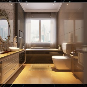 Bathroom With Wonderful Tiling1  Warm and Cozy Rooms Rendered By Yim Lee Photo  11