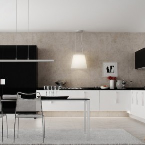 Black White Kitchen Diner 665x405  Rendered Minimalist Spaces by Rafael Reis  Image  11