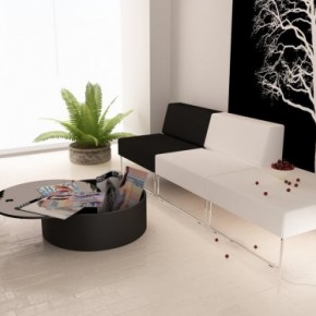 Black White Living Green Accents 665x374  Black & White Interiors  Image  11