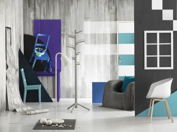 Blue Chair On Wall In Grey Room  Splashes of colour in white interiors  Image  16