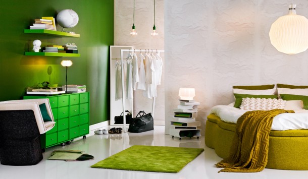 Green Bedroom Splashes of colour in white interiors Wallpaper 4