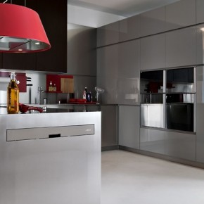 Grey With Red Pops Modern Kitchens From Elmar Cucine Image 14