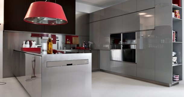 Grey With Red Pops  Modern Kitchens From Elmar Cucine  Image  14