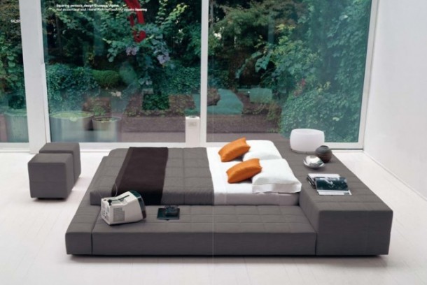 Luxury Gray Orange White Bedroom 665x445  Luxury Beds from Bonaldo Photo  4