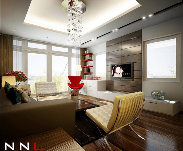 Red Brown Living Room  Dream Home Interiors by Open Design  Wallpaper 16