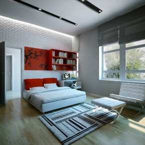 Red White Bedroom  Dream Home Interiors by Open Design  Image  14