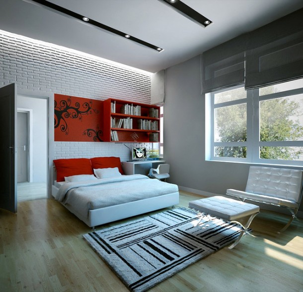 Red White Bedroom  Dream Home Interiors by Open Design  Image  14
