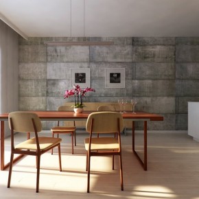 Utilitarian Dining Room Wall 665x554  Rendered Minimalist Spaces by Rafael Reis  Picture  1