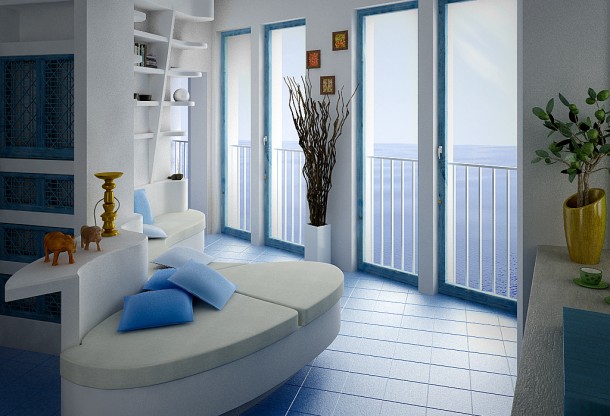 White Blue Seating  Dashing, Artistic Interiors from Pixel3D  Wallpaper 7