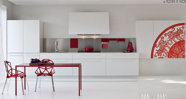 White With Red Pops Of Colour  Modern Kitchens From Elmar Cucine  Image  16