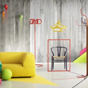 Yellow Lounge With Coloured Wall Features  Splashes of colour in white interiors  Image  1