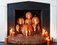 50 Awesome Halloween Decorating Ideas Fireplace Pumpkins Candle Light
