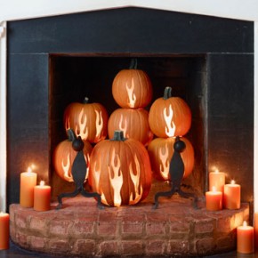 50 Awesome Halloween Decorating Ideas Fireplace Pumpkins Candle Light