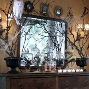50 Awesome Halloween Decorating Ideas Fireplace with Mirror and Twig