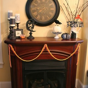 50 Awesome Halloween Decorating Ideas Wood Fireplace and big Wall Clock