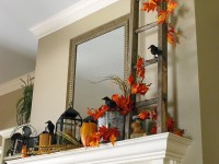 50 Awesome Halloween Decorating Ideas White Fireplace Orange Leaf Crow